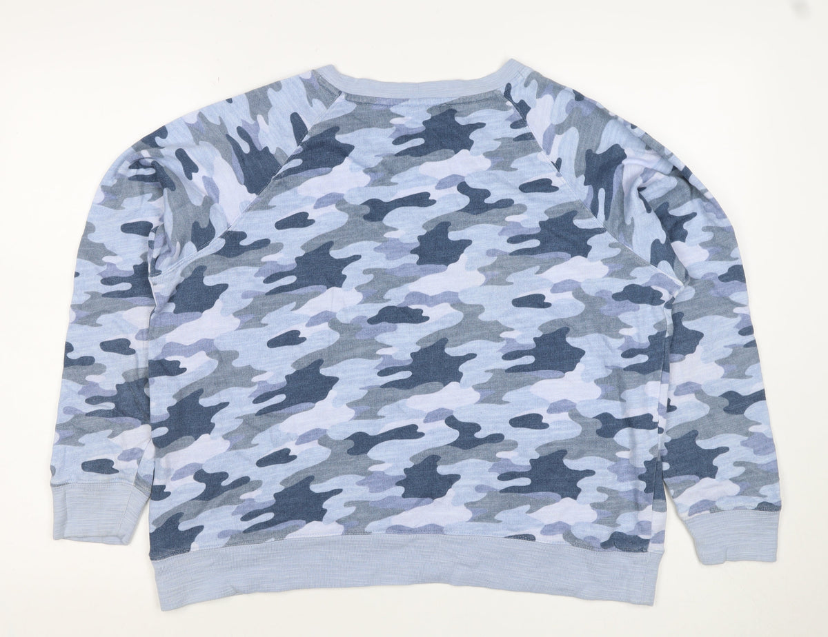 Marks & Spencer Women Blue Camo Cotton Sweatshirt UK 16 Pullover
