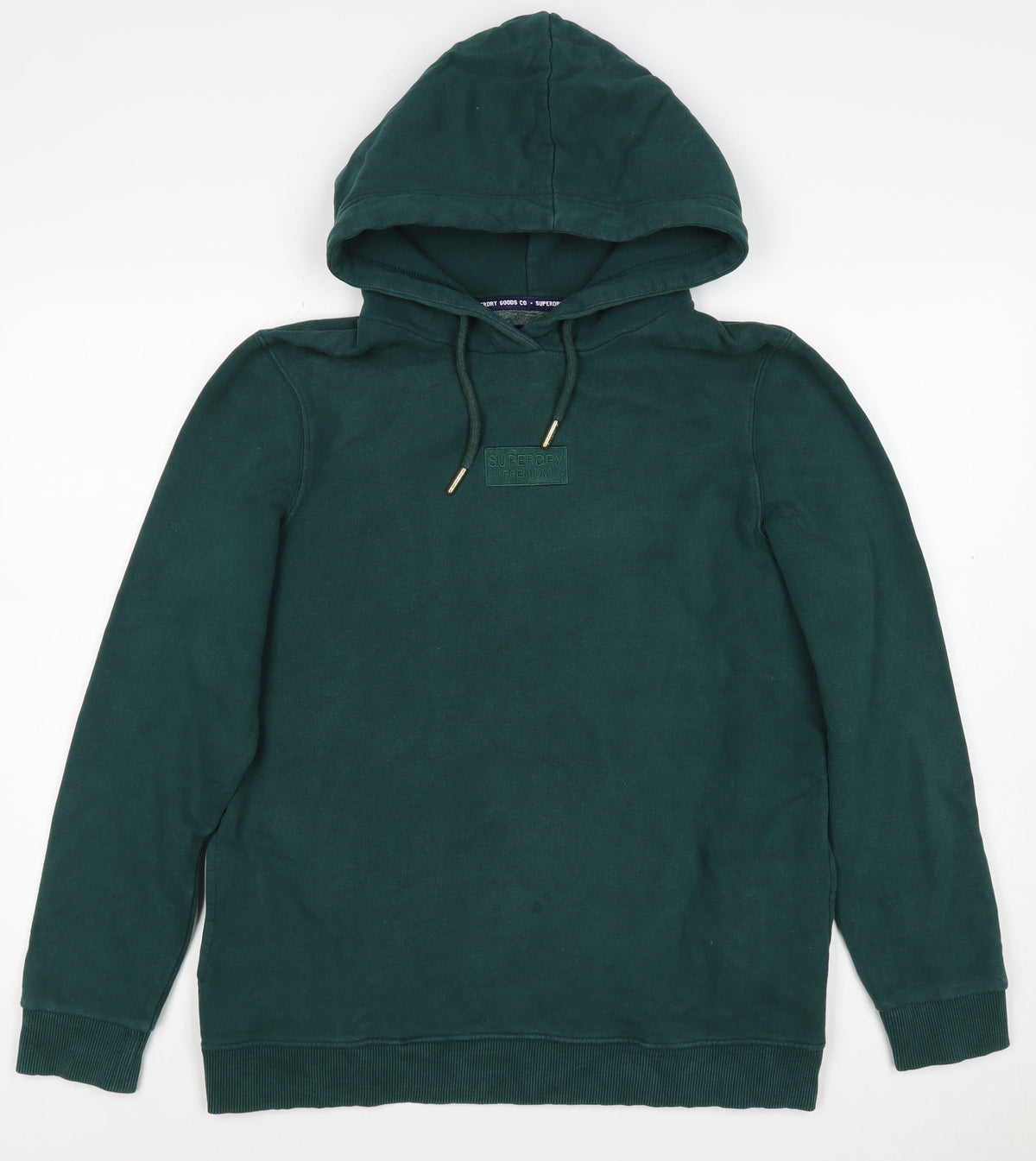 Superdry Women Green UK 10 Pullover Hoodie Logo Drawstring Cotton