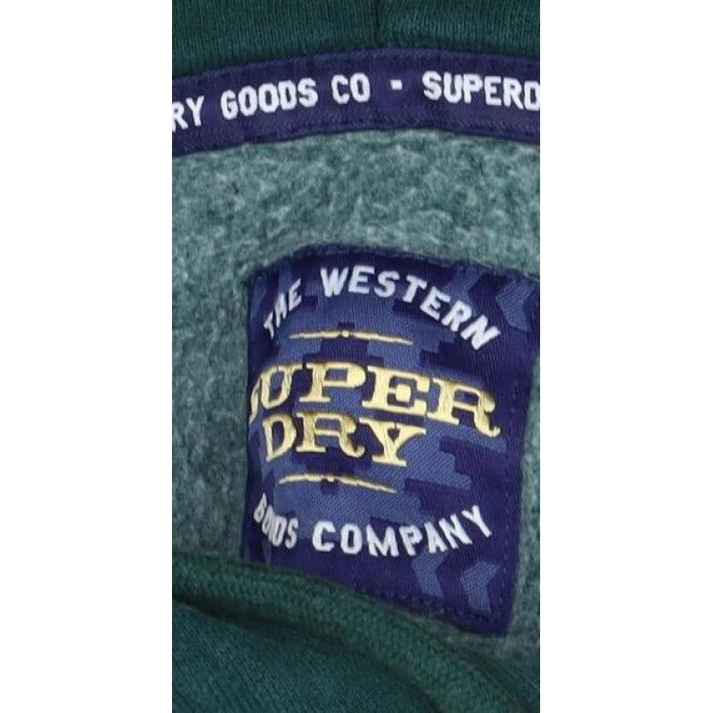 Superdry Women Green UK 10 Pullover Hoodie Logo Drawstring Cotton