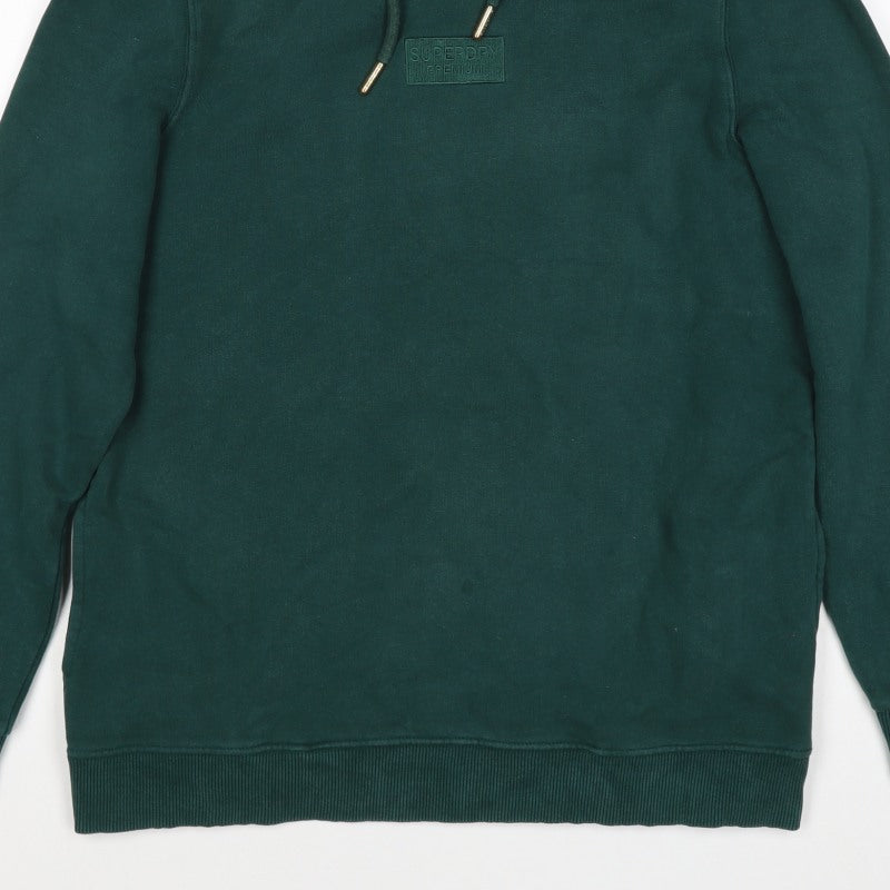 Superdry Women Green UK 10 Pullover Hoodie Logo Drawstring Cotton