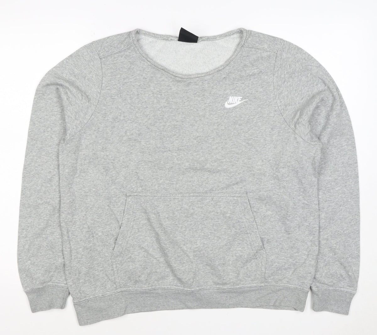Nike Women’s Grey L Logo Crew Neck Pullover Sweatshirt with Pockets