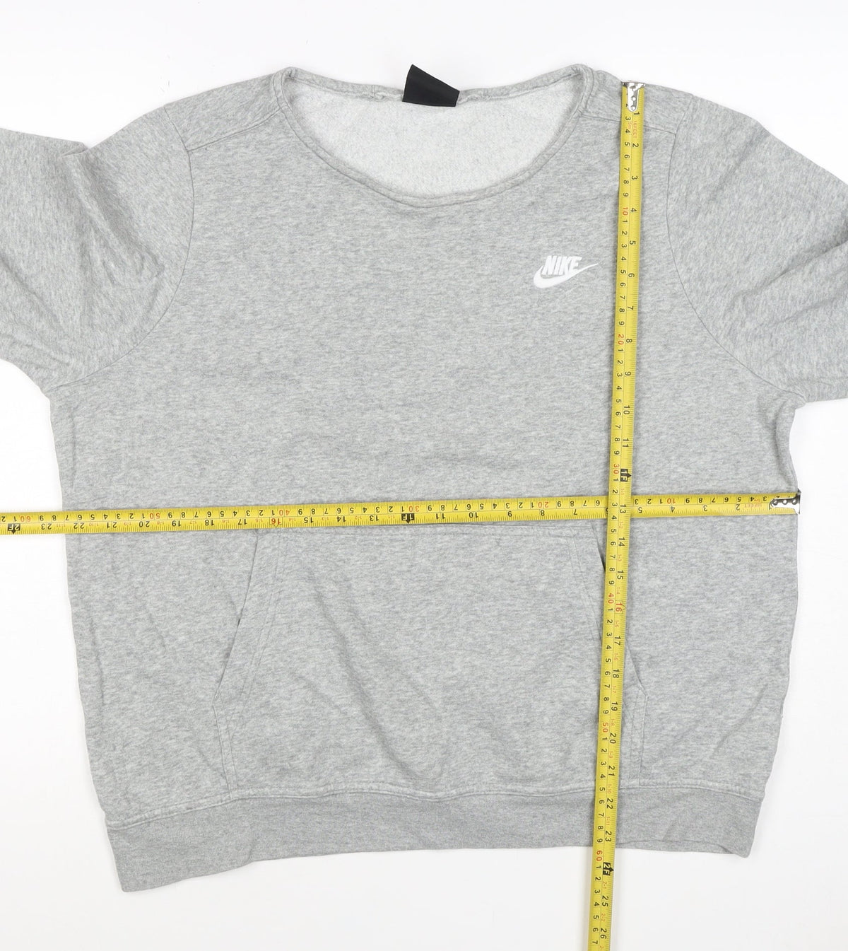 Nike Women’s Grey L Logo Crew Neck Pullover Sweatshirt with Pockets
