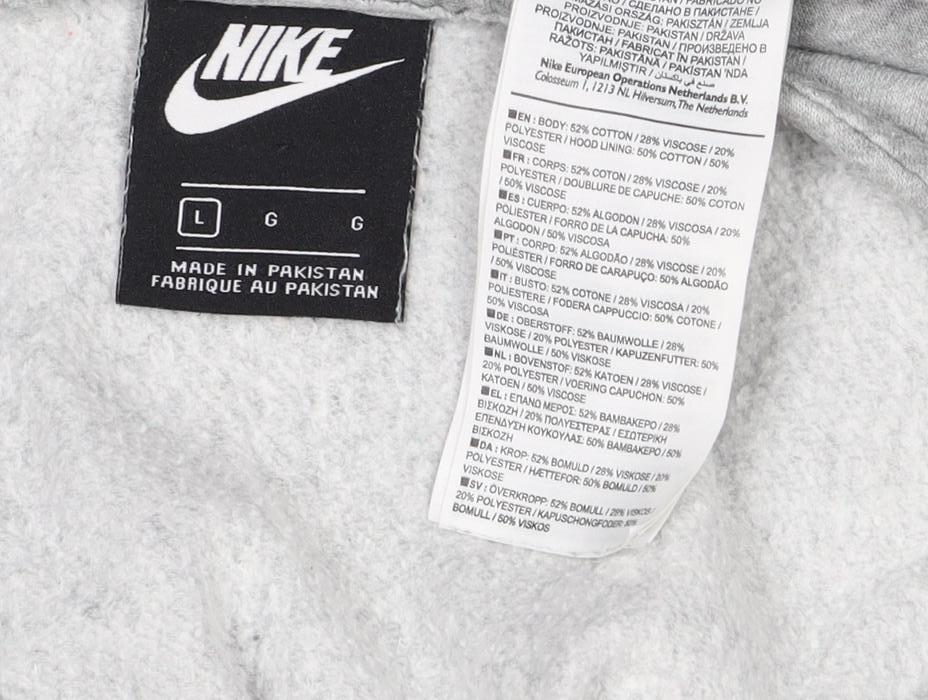 Nike Women’s Grey L Logo Crew Neck Pullover Sweatshirt with Pockets