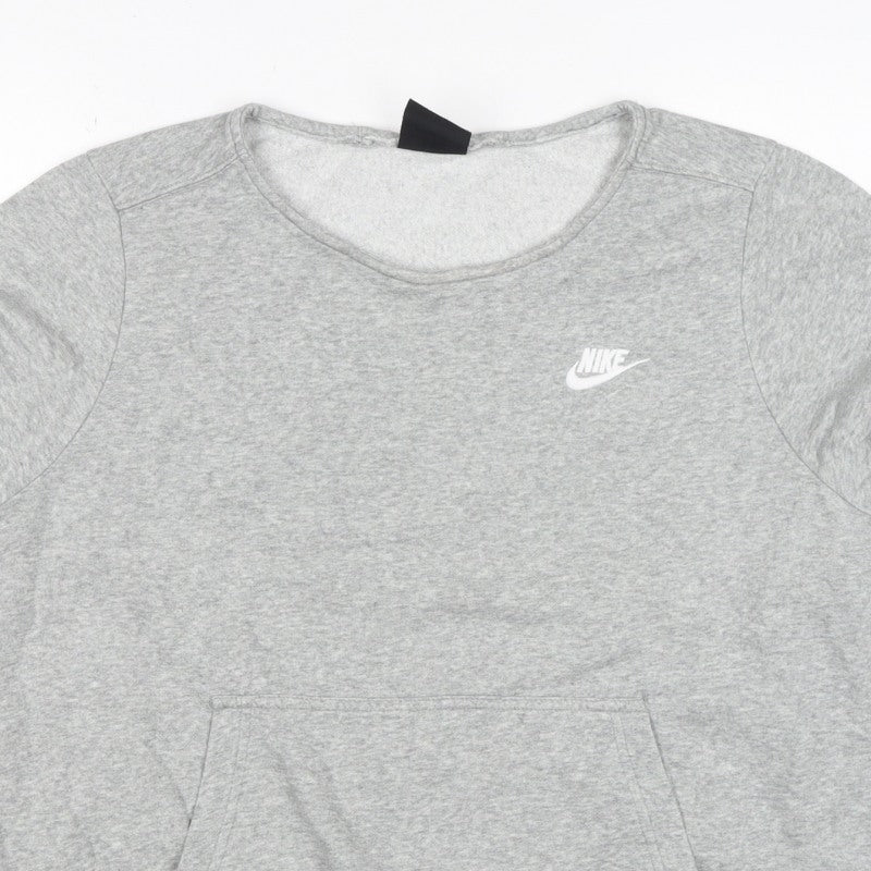 Nike Women’s Grey L Logo Crew Neck Pullover Sweatshirt with Pockets