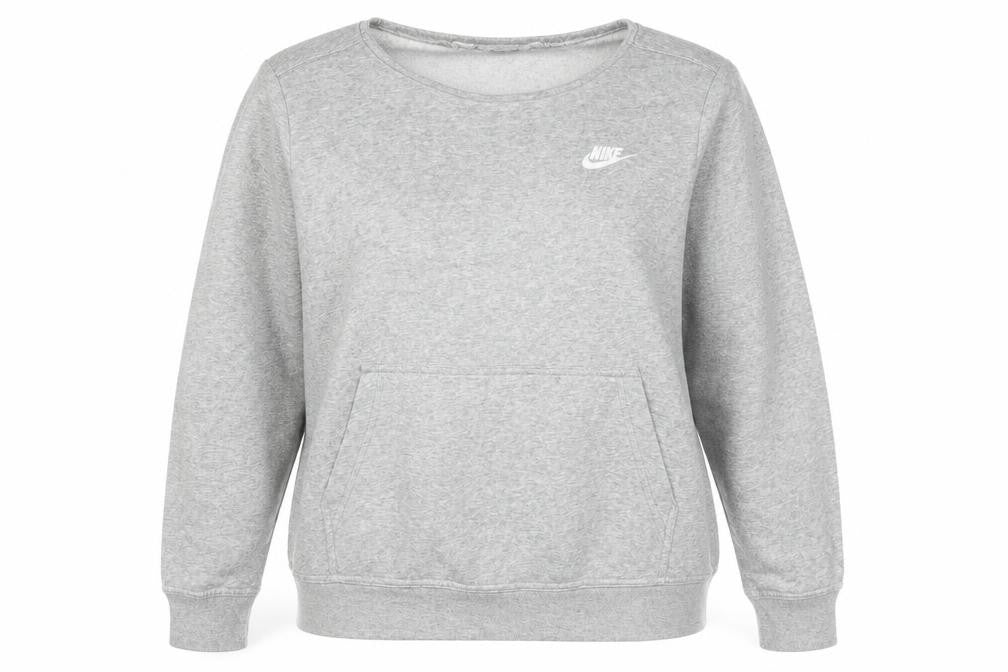Nike Women’s Grey L Logo Crew Neck Pullover Sweatshirt with Pockets