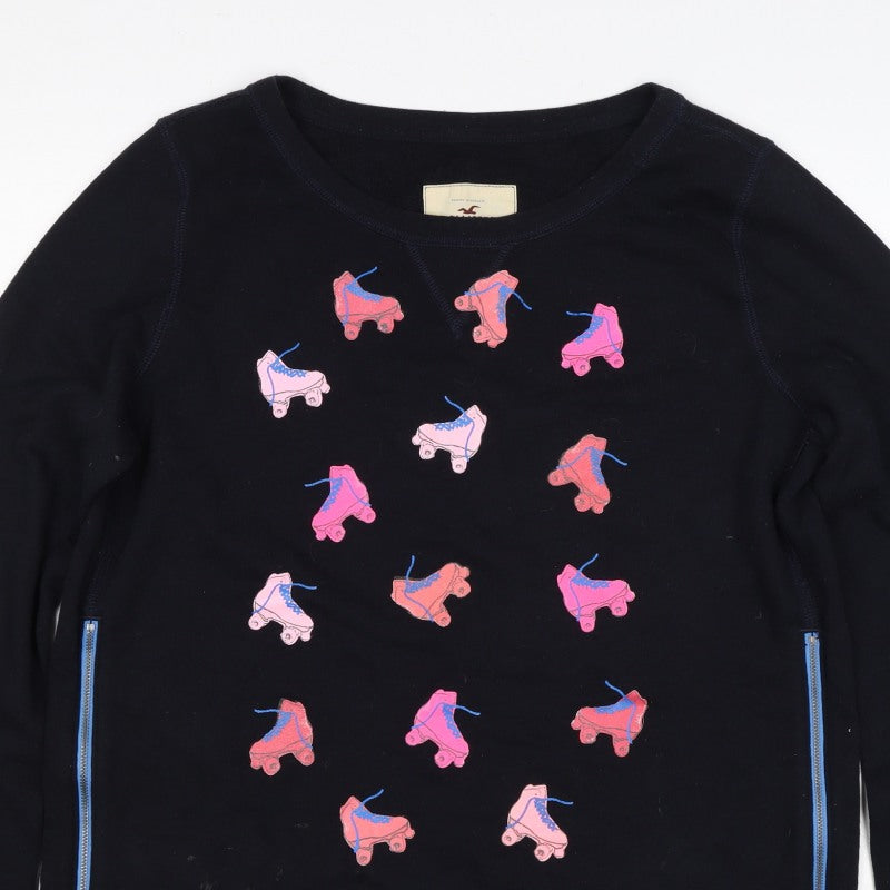 Hollister Women’s Black L Roller Skate Graphic Raglan Sweatshirt