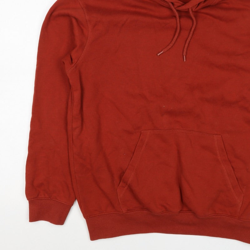 H&M Men's Red S Relaxed Fit Pullover Hoodie Pockets