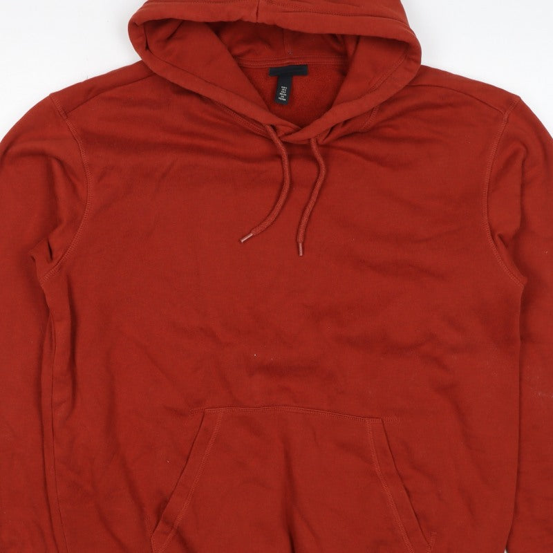 H&M Men's Red S Relaxed Fit Pullover Hoodie Pockets