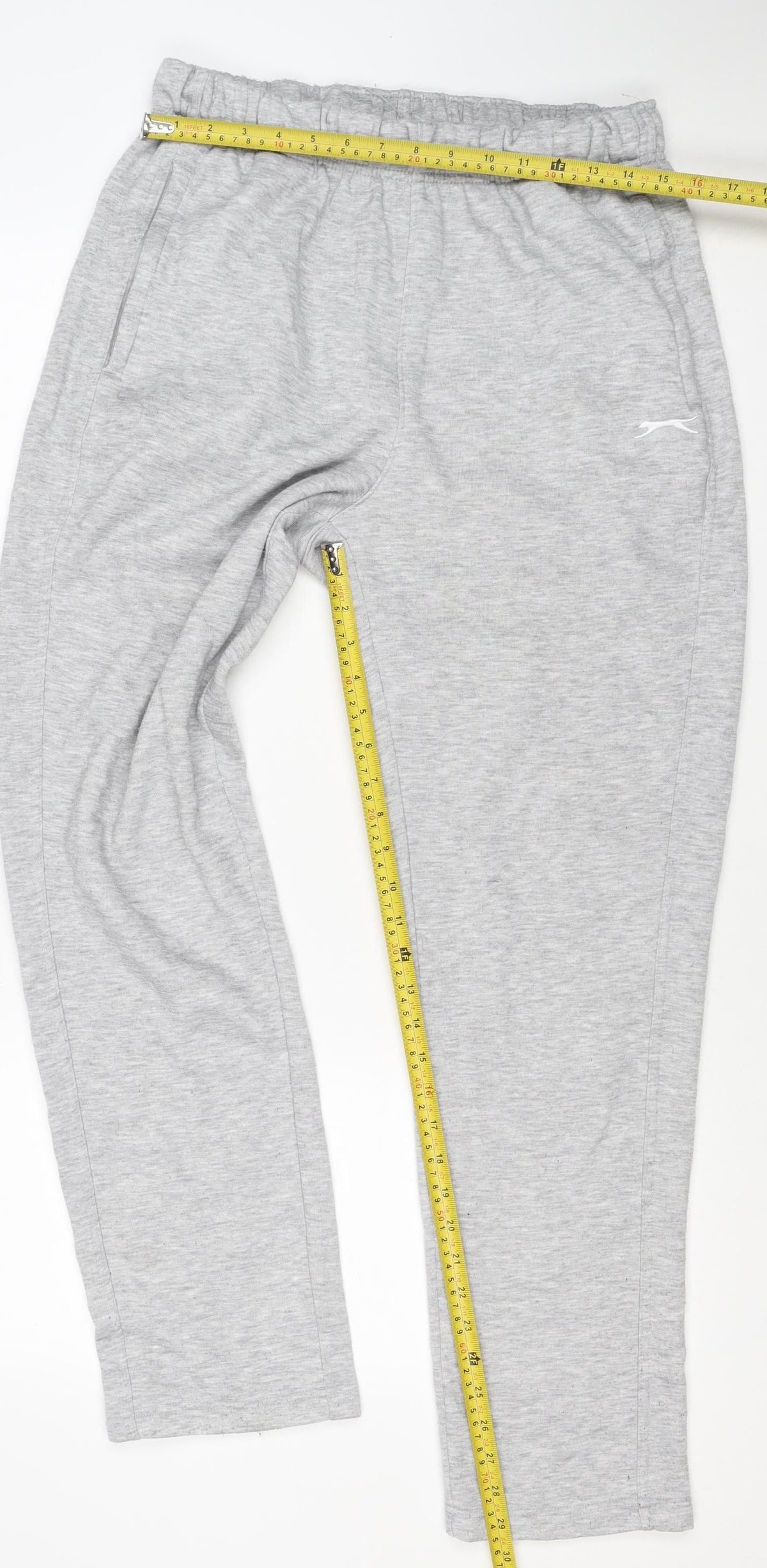 Brand and care label for Slazenger Men Grey L Jogger Sweatpants Cotton Blend Elastic Waist Sports