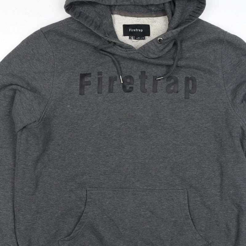 Firetrap Men's Grey 2XL Pullover Logo Fleece Lined Hoodie