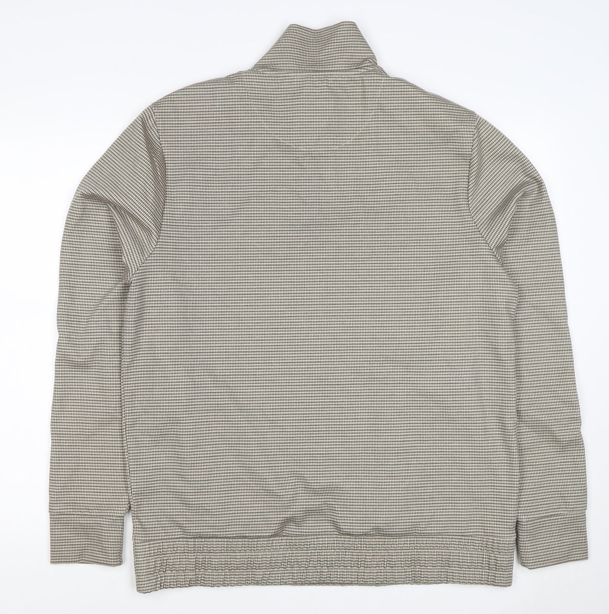 Close-up detail of Maison Riviera Men's Beige L 1/4 Zip Check Sweatshirt Pockets