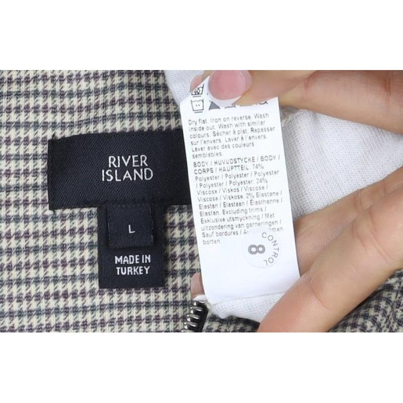 Additional view of Maison Riviera Men's Beige L 1/4 Zip Check Sweatshirt Pockets