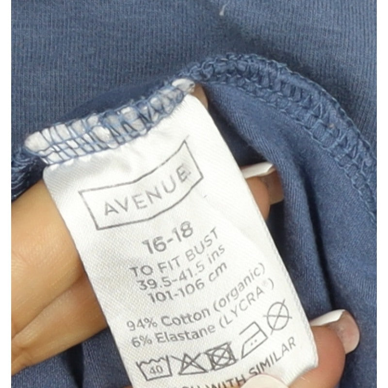 Avenue Women’s Blue Hooded Pullover Sweatshirt UK 18 Plus Cotton