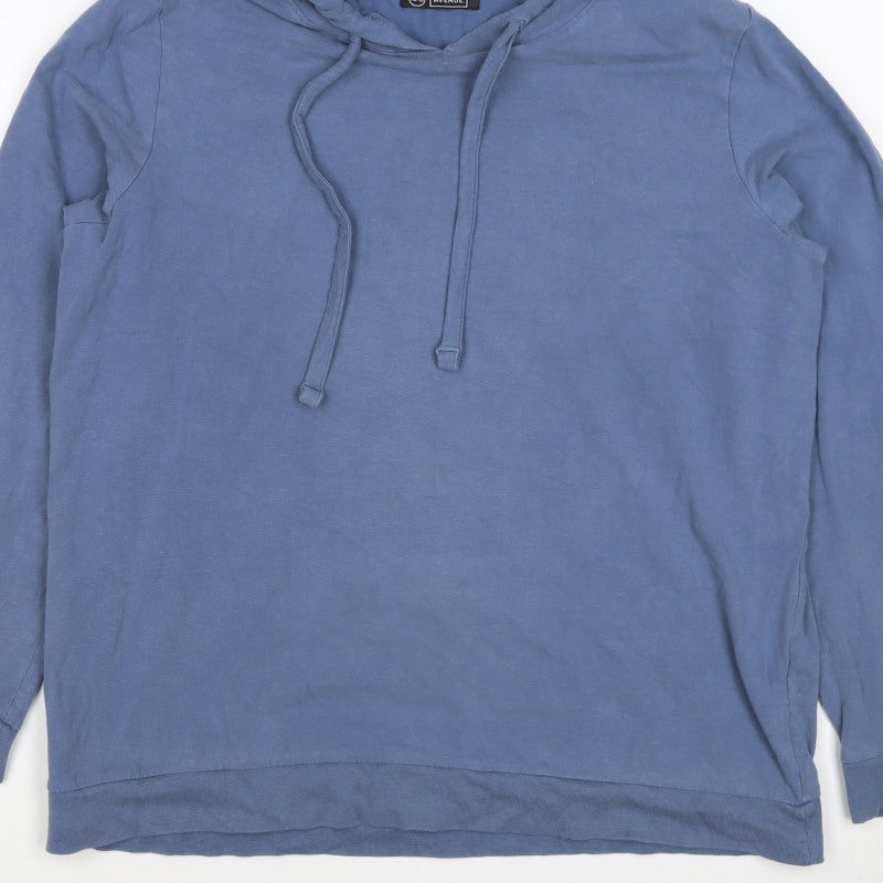 Avenue Women’s Blue Hooded Pullover Sweatshirt UK 18 Plus Cotton