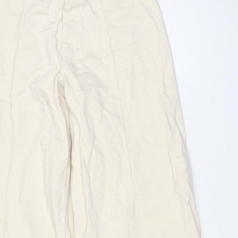 Marks & Spencer Women’s Ivory Wide-Leg Jeans UK 14 Regular Cotton Stretch