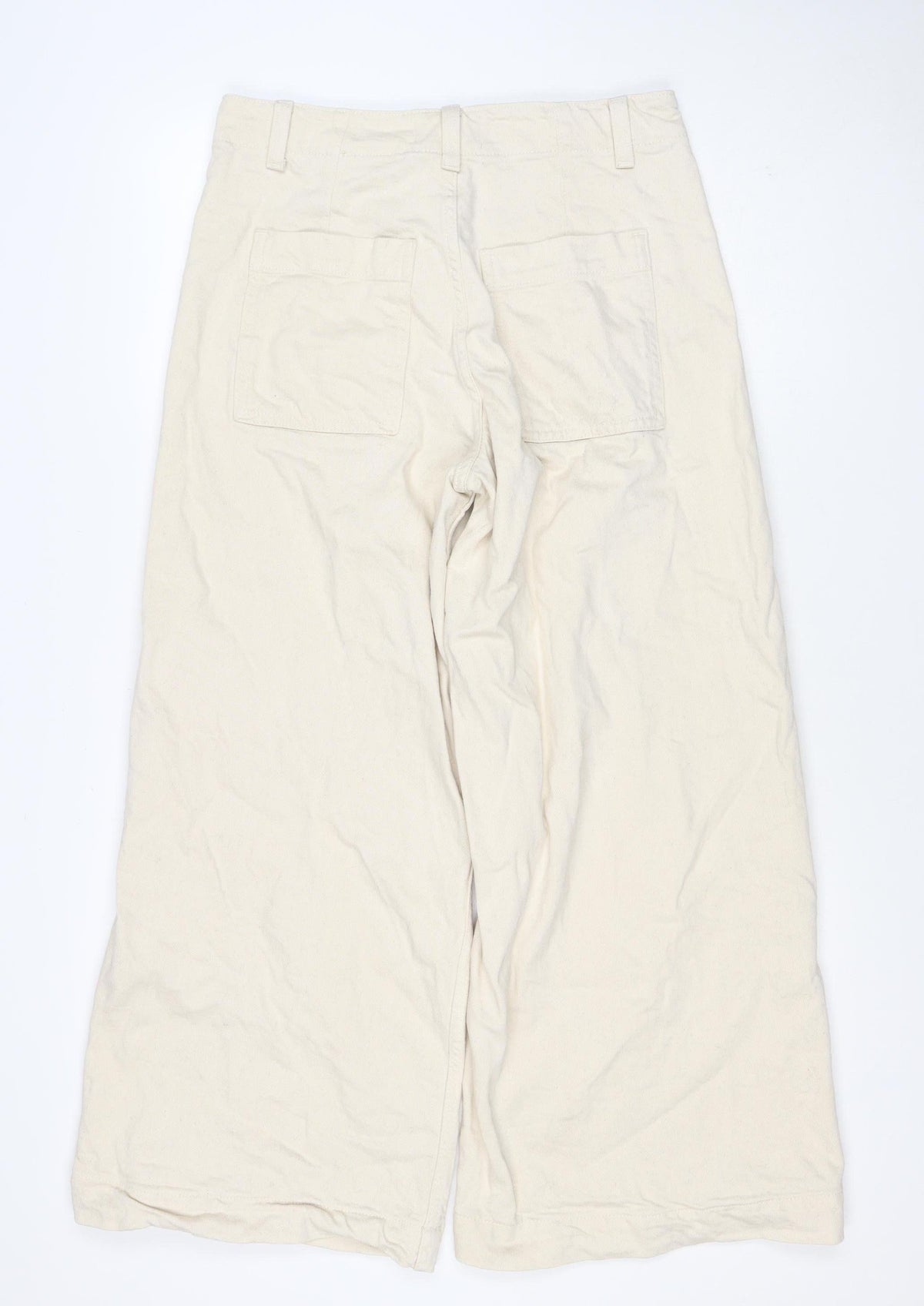 Marks & Spencer Women’s Ivory Wide-Leg Jeans UK 14 Regular Cotton Stretch