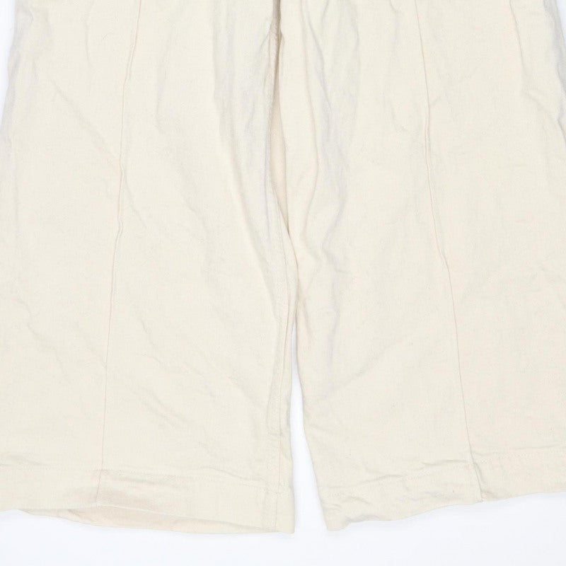Marks & Spencer Women’s Ivory Wide-Leg Jeans UK 14 Regular Cotton Stretch
