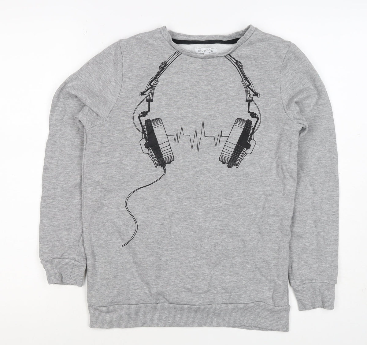 Bluezoo Boys Grey 12-13 Years Pullover Sweatshirt Headphones Graphic