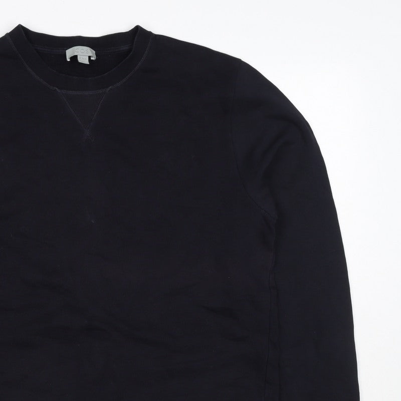 COS Men’s Black L Crew Neck Pullover Cotton Sweatshirt Long Sleeve