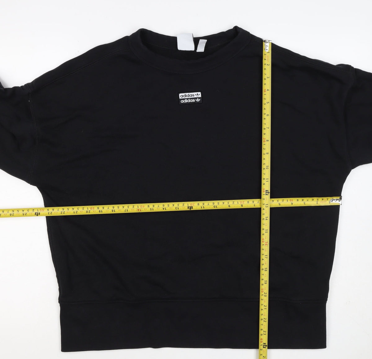 adidas Women Black UK 16 Pullover Crew Neck Logo Sweatshirt