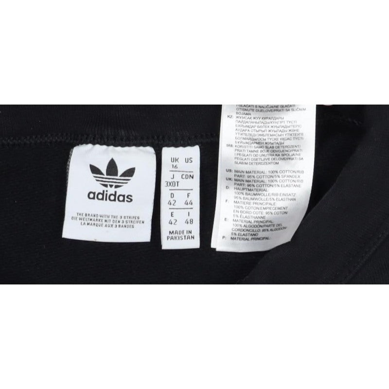 adidas Women Black UK 16 Pullover Crew Neck Logo Sweatshirt