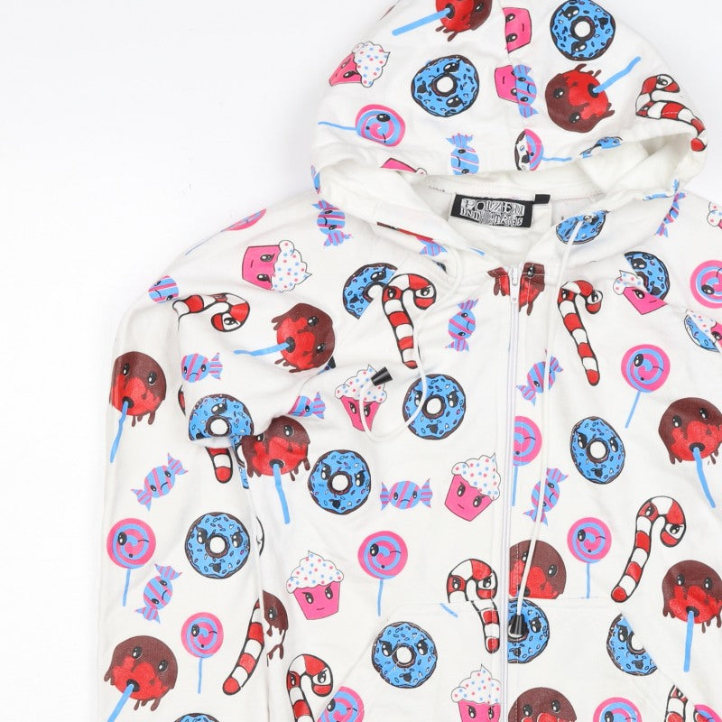 Poizen Industries Women’s White S Full Zip Candy Print Hoodie