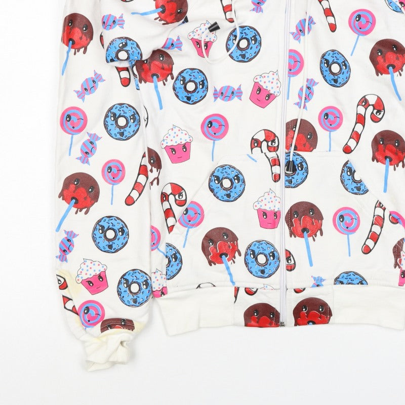 Poizen Industries Women’s White S Full Zip Candy Print Hoodie