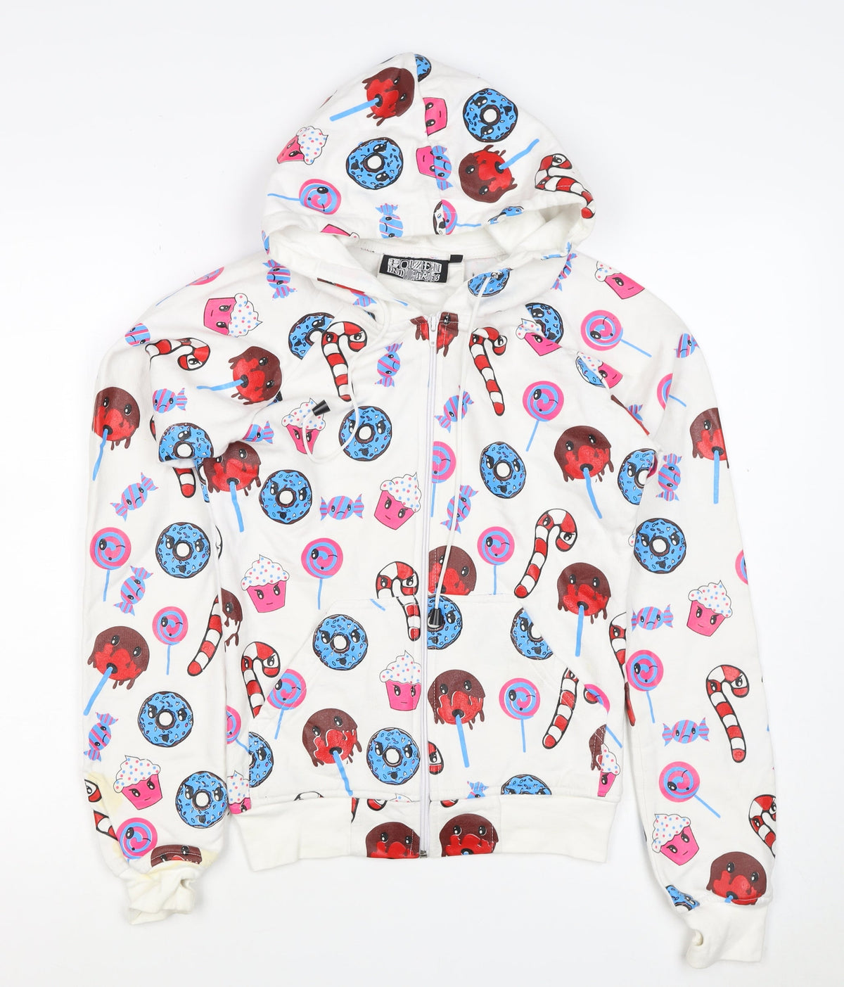 Poizen Industries Women’s White S Full Zip Candy Print Hoodie
