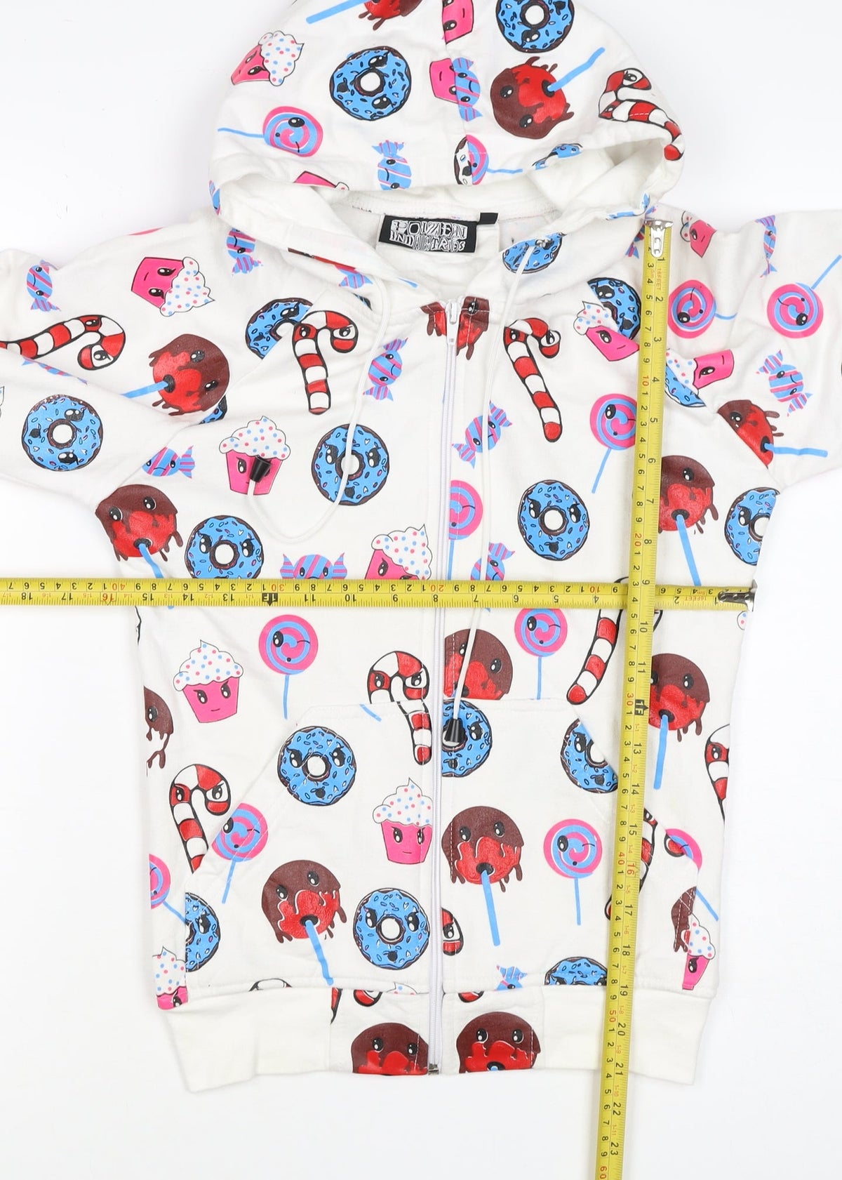 Poizen Industries Women’s White S Full Zip Candy Print Hoodie
