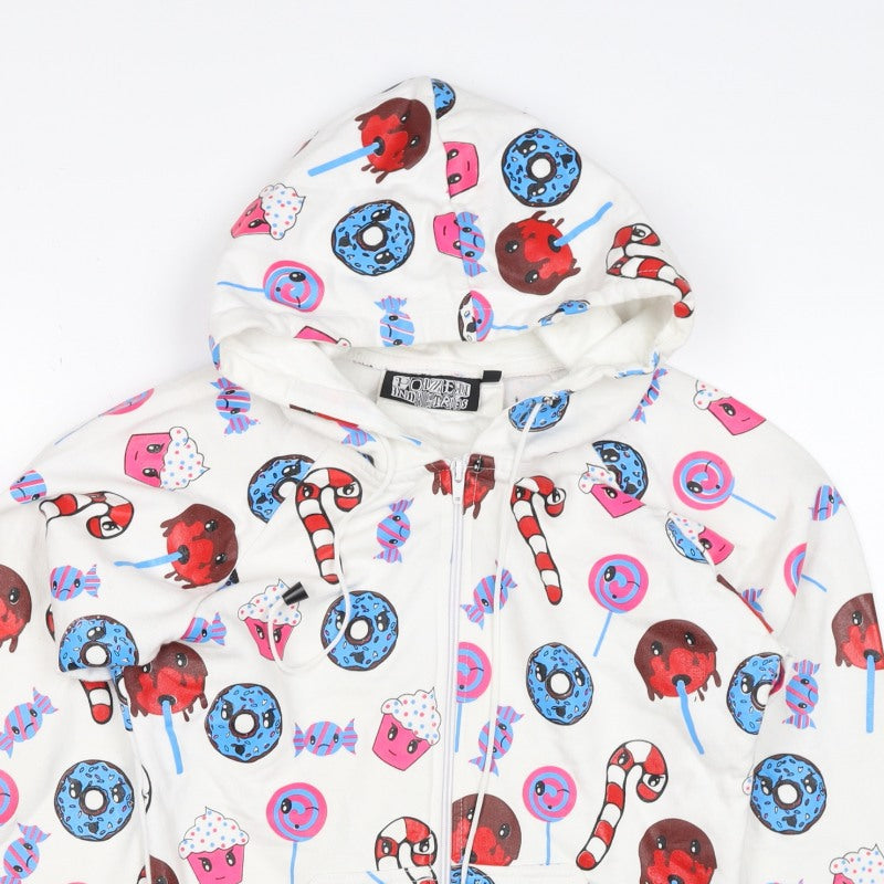 Poizen Industries Women’s White S Full Zip Candy Print Hoodie