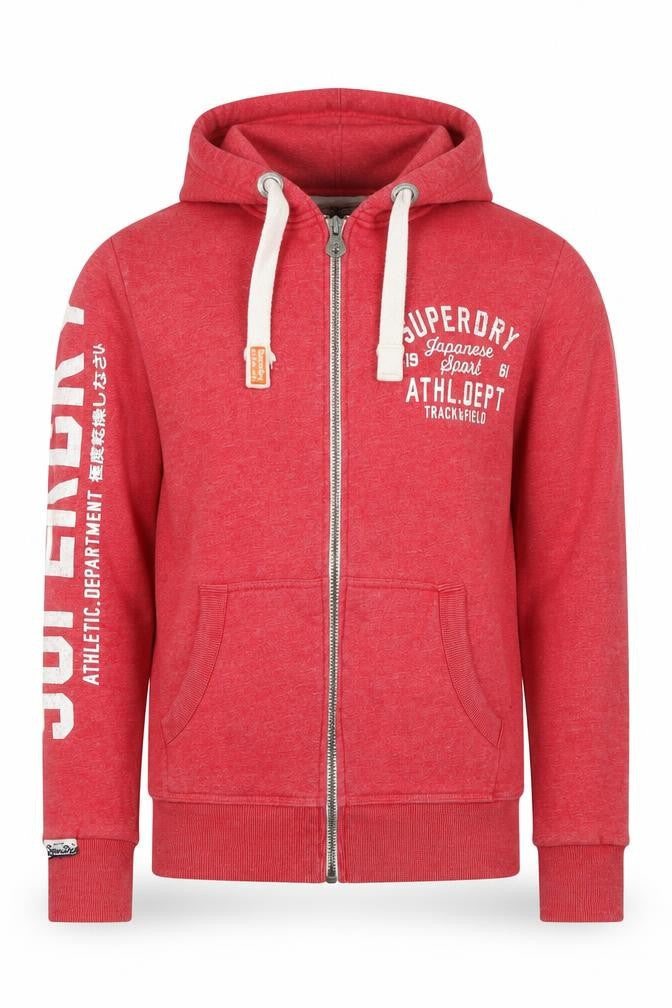 Superdry Men’s Red M Full Zip Hooded Graphic Track & Field Hoodie