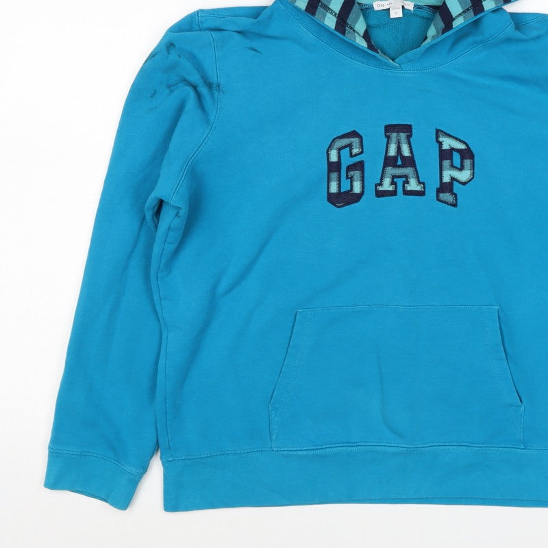 Gap Women’s Blue XL Pullover Hoodie Embroidered Logo Pocket