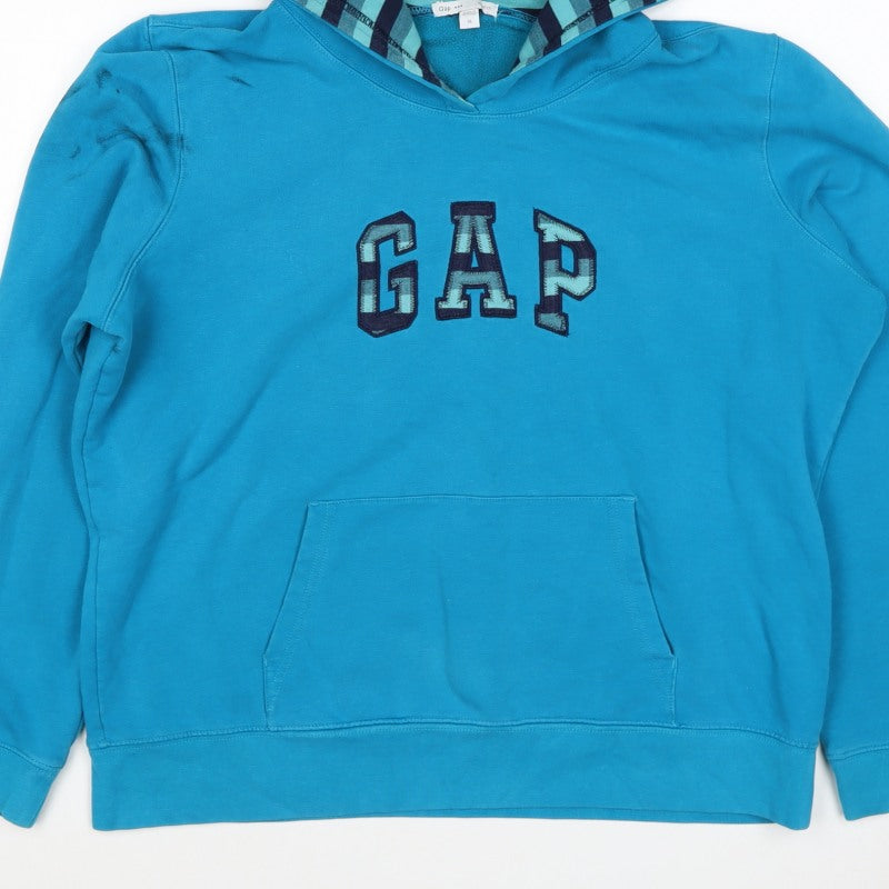 Gap Women’s Blue XL Pullover Hoodie Embroidered Logo Pocket