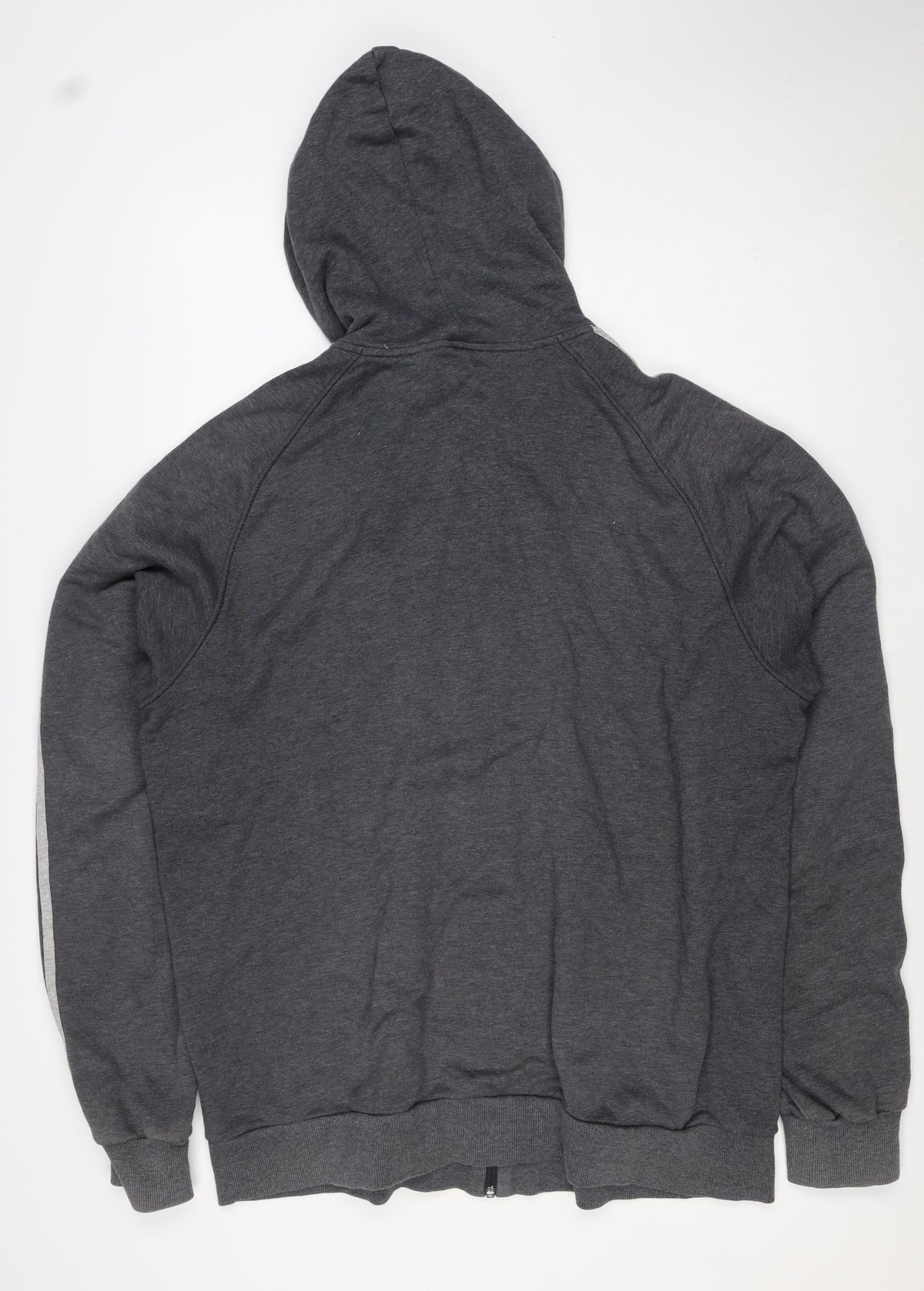 Adidas Men's Grey M Full Zip Hooded 3 Stripe Hoodie