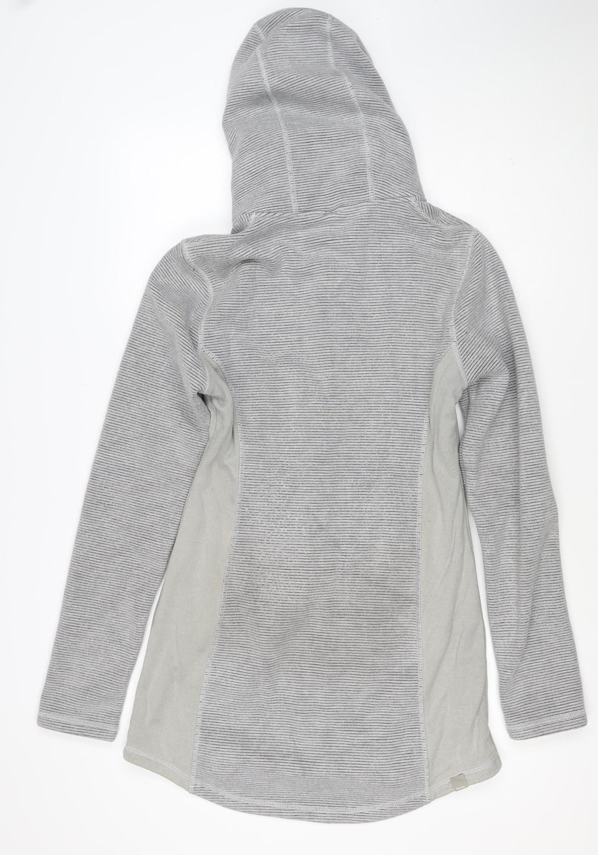 Bench Women Grey L Full Zip Hooded Ribbed Sweatshirt Zip Pockets