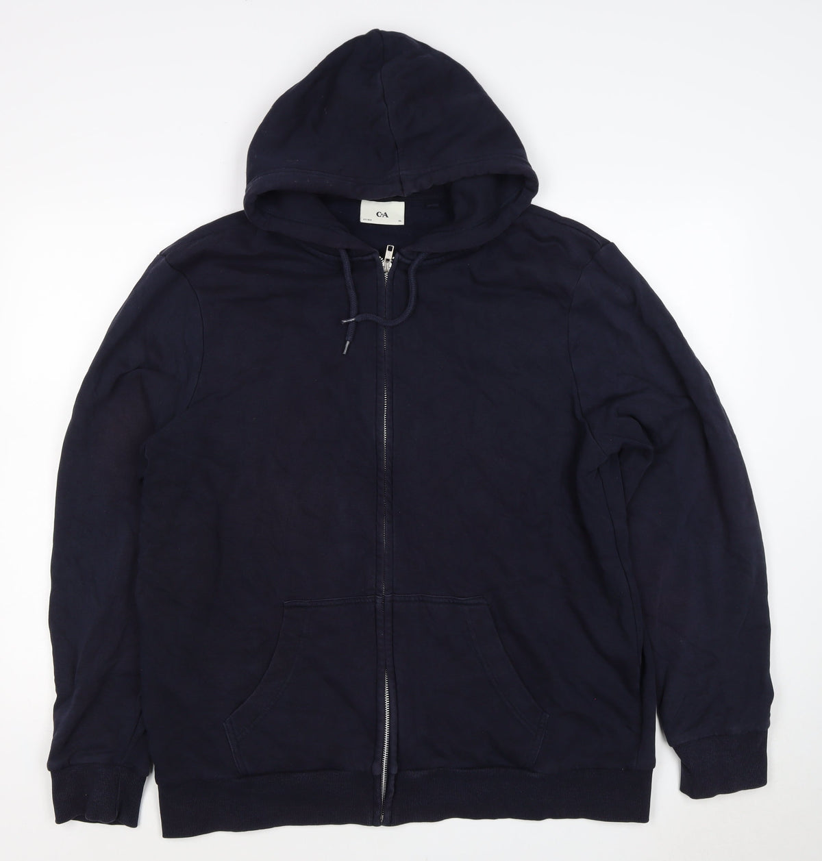 Back view of C&A Men’s Blue XL Full Zip Hooded Fleece Hoodie Pockets