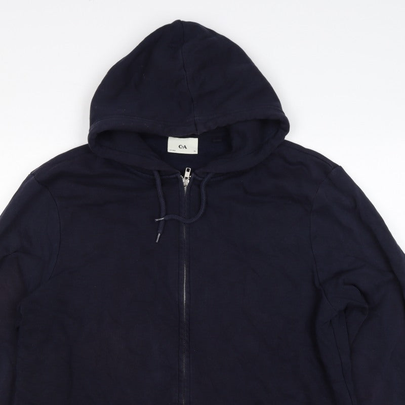 Additional view of C&A Men’s Blue XL Full Zip Hooded Fleece Hoodie Pockets