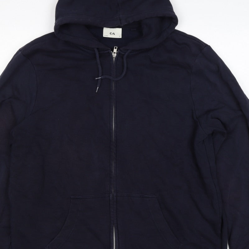 Additional view of C&A Men’s Blue XL Full Zip Hooded Fleece Hoodie Pockets
