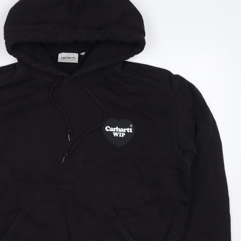 Carhartt WIP Men’s Black S Pullover Hoodie Heart Logo Cotton Blend