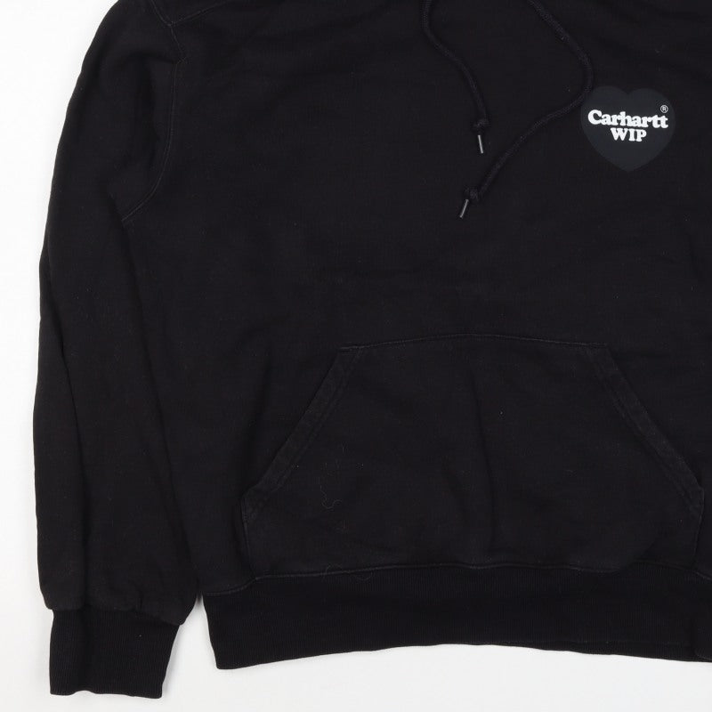 Carhartt WIP Men’s Black S Pullover Hoodie Heart Logo Cotton Blend