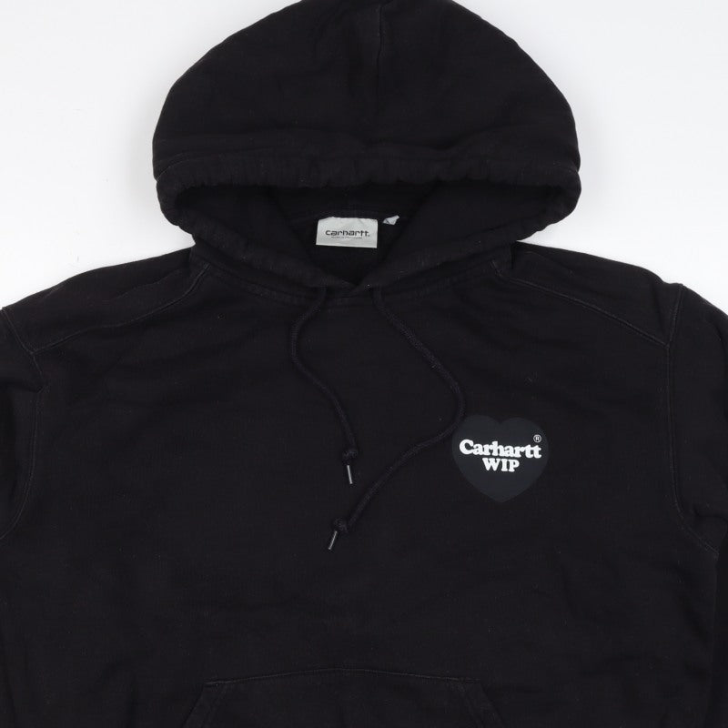 Carhartt WIP Men’s Black S Pullover Hoodie Heart Logo Cotton Blend