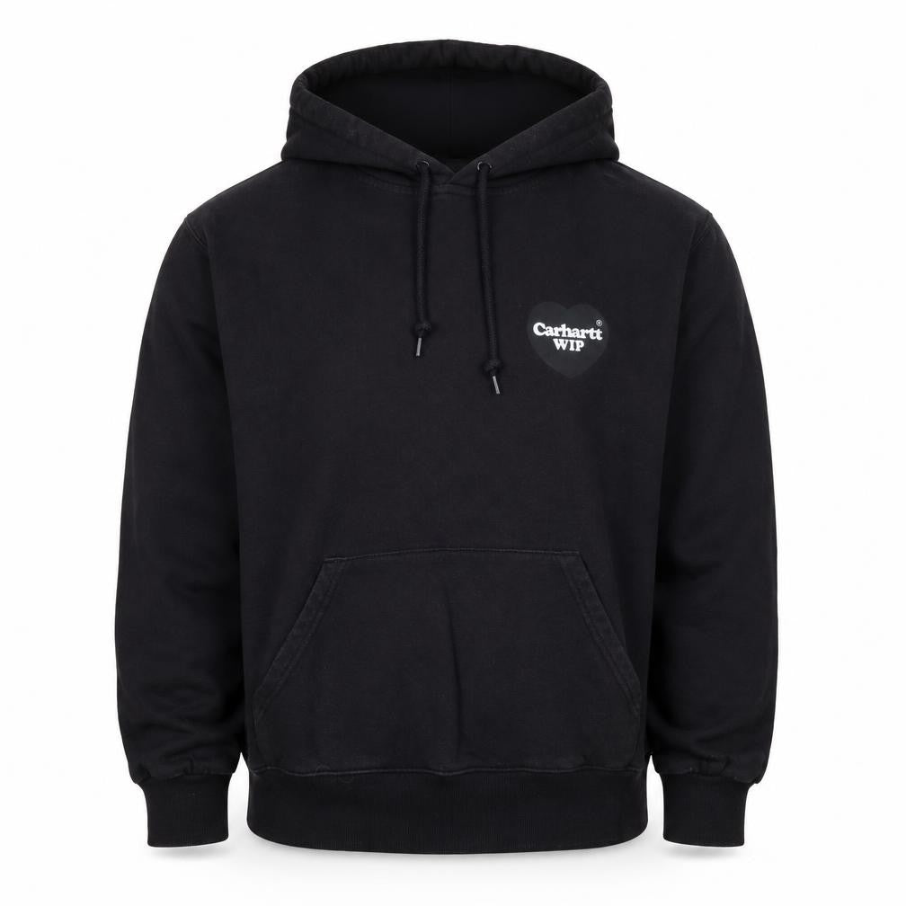 Carhartt WIP Men’s Black S Pullover Hoodie Heart Logo Cotton Blend