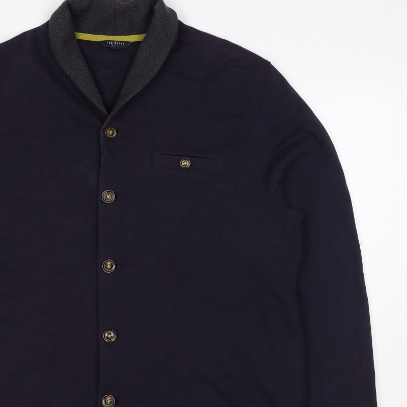 Ted Baker Men’s Blue XL Shawl Collar Button Knit Jacket