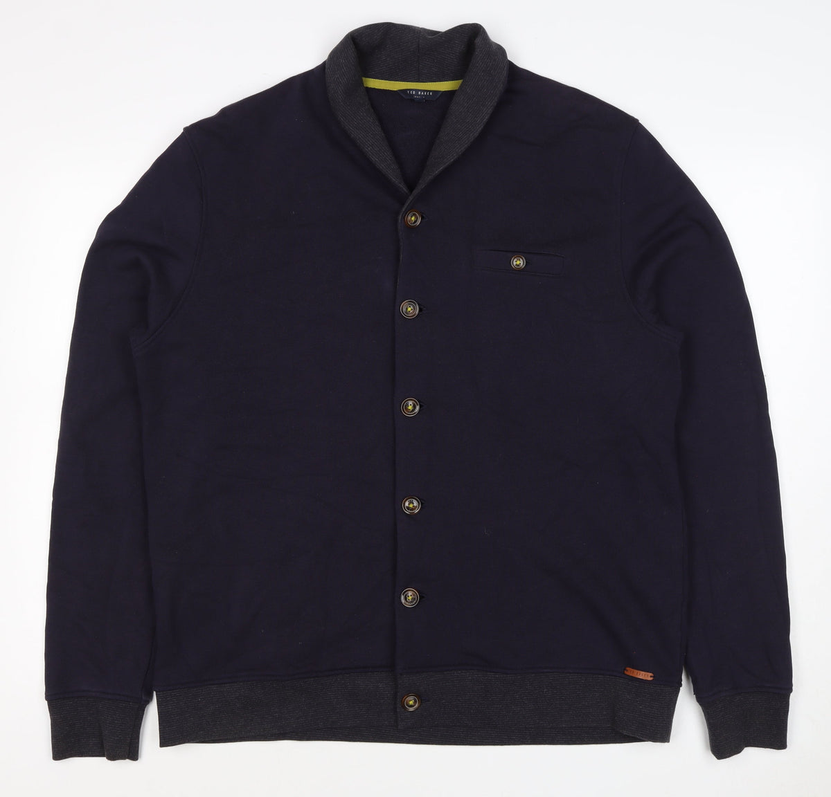 Ted Baker Men’s Blue XL Shawl Collar Button Knit Jacket