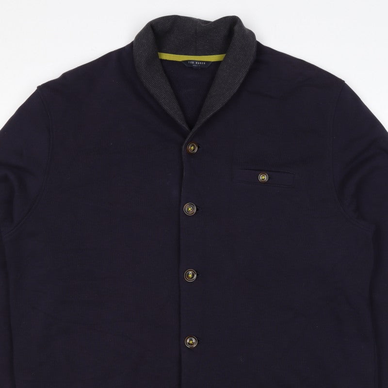 Ted Baker Men’s Blue XL Shawl Collar Button Knit Jacket