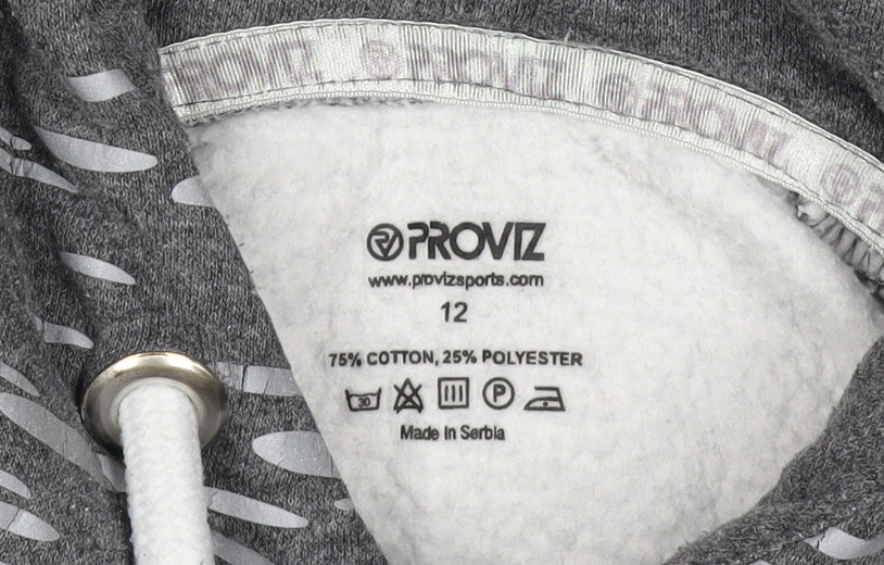 Proviz Women’s Grey Reflective Hooded Pullover Sweatshirt UK 12