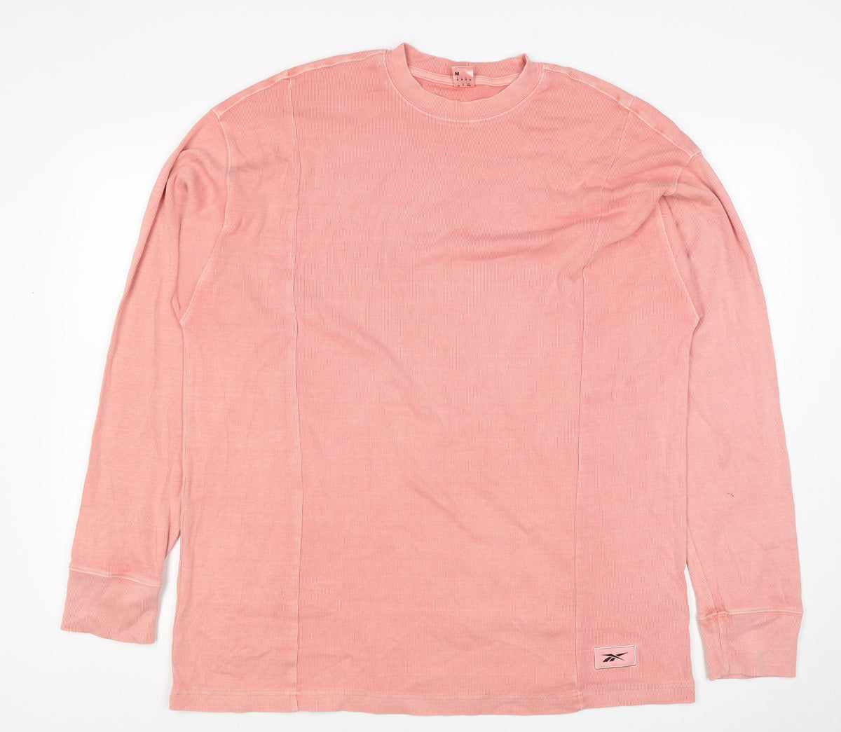 Reebok Men’s Pink M Ribbed Crew Neck Lightweight Pullover Sweatshirt