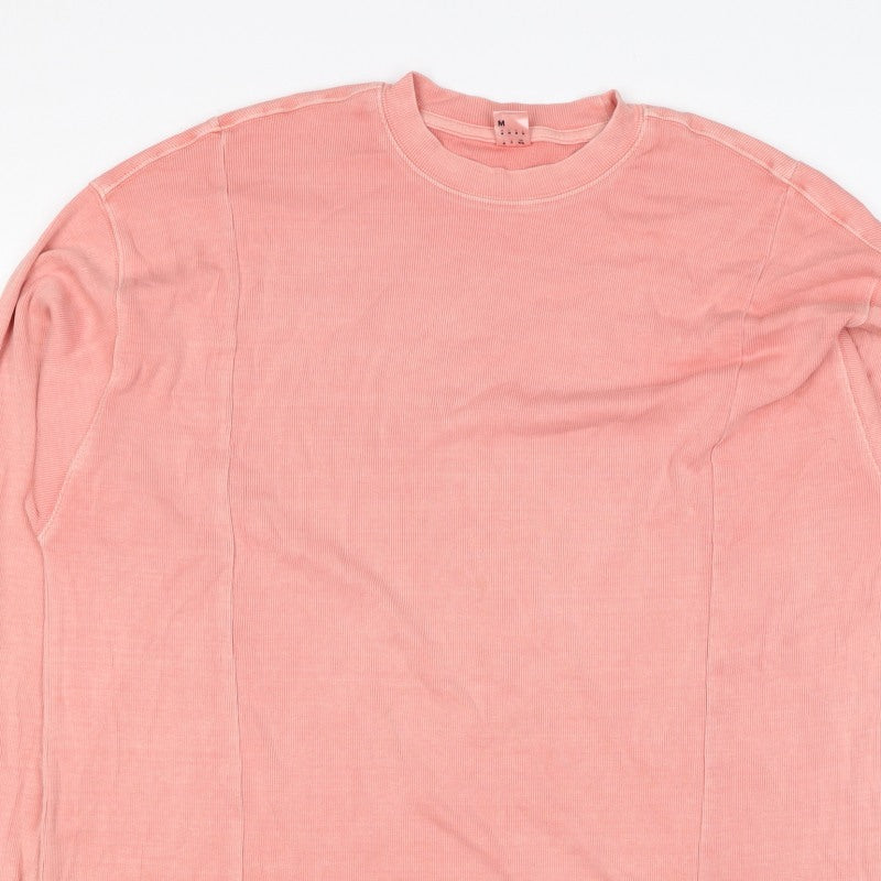Reebok Men’s Pink M Ribbed Crew Neck Lightweight Pullover Sweatshirt