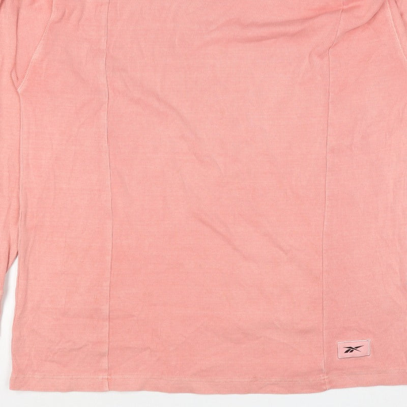 Reebok Men’s Pink M Ribbed Crew Neck Lightweight Pullover Sweatshirt