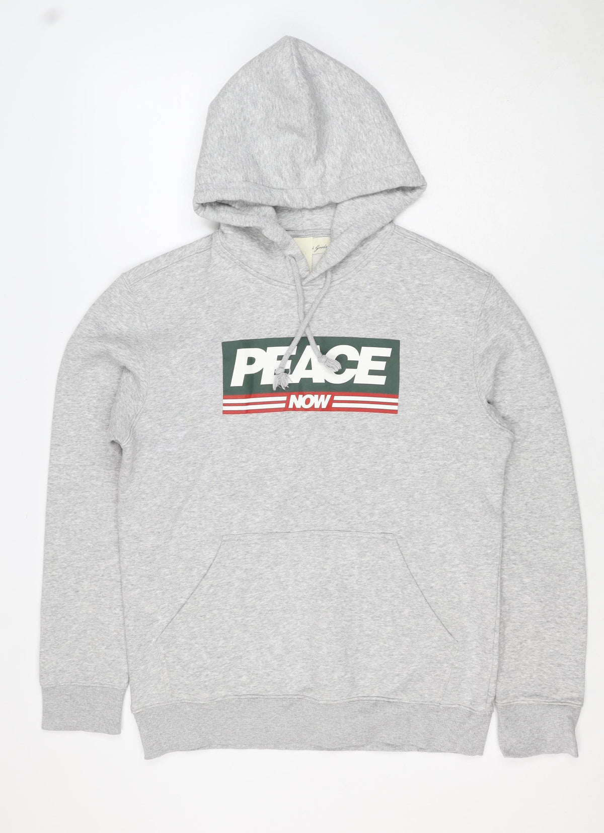 Peace Love World Men Grey S Pullover Hoodie Graphic Logo Pocket
